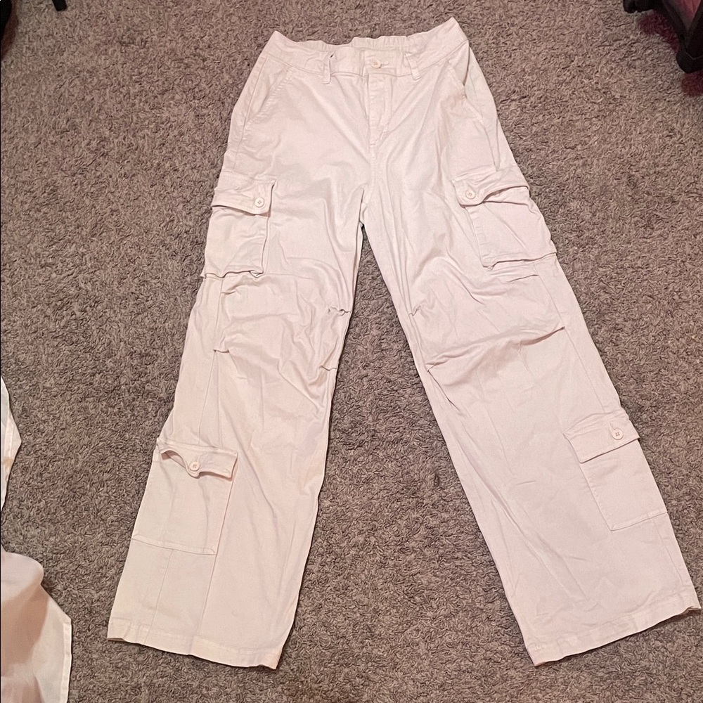 Auden Women's Wide Leg Cargo Pants in Light Pink
